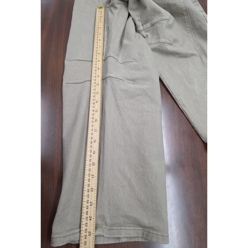 Flamingals Womens Tan Barrel Leg Wide Leg Faded Wash Cotton Stretch Large - Picture 9 of 9